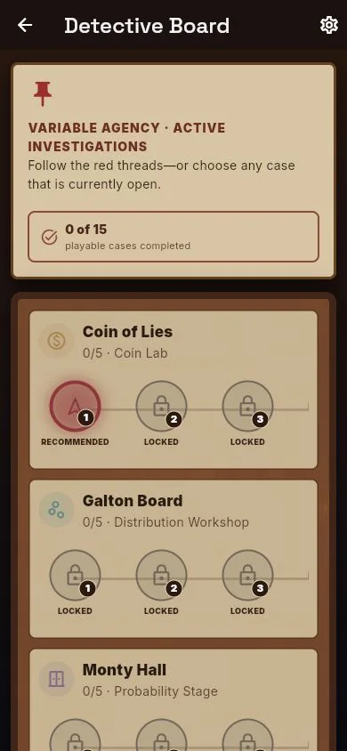 Case recap showing what the player’s theory changed